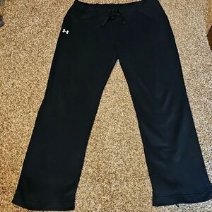 Under Armour Womens Sz Large Black And White Sweat Pants. Drawstring Waist